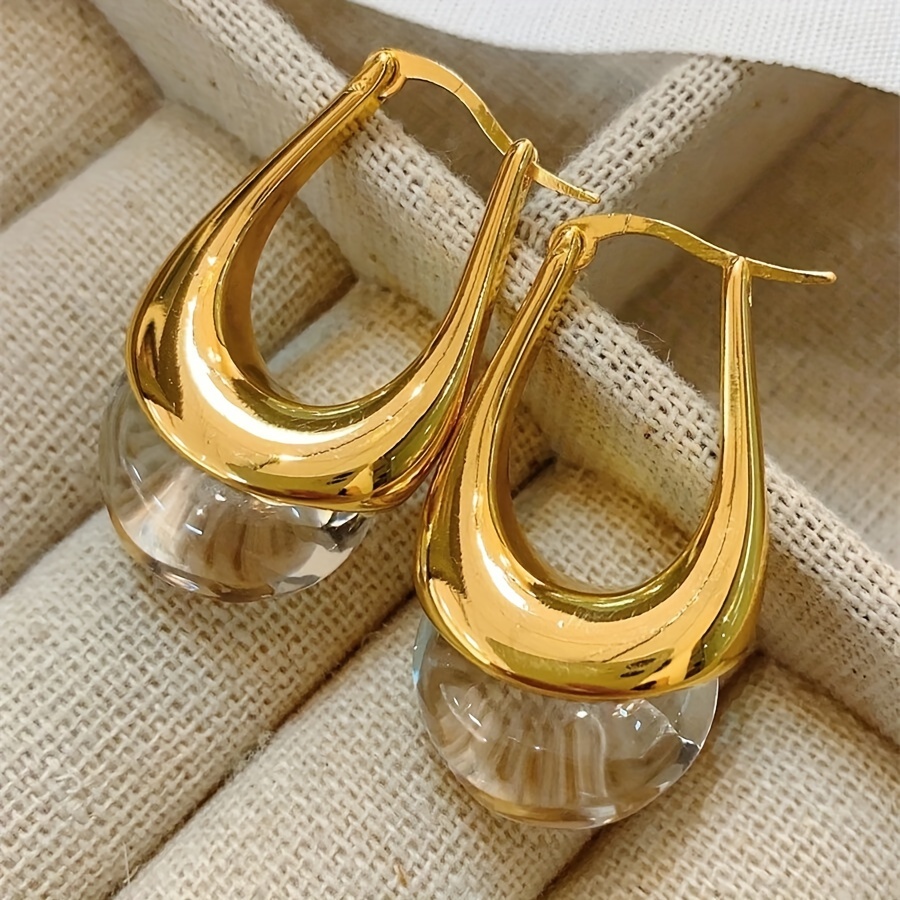 

Elegant Bohemian Style Drop Earrings With 14k Gold Plating, Glass Accents, Copper Base, Stainless Steel Hooks, Perfect For Party And Everyday Wear