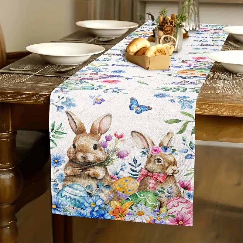 

Easter Celebration Table Runner - Floral, Butterfly & , Polyester, Rectangular, Indoor/outdoor Dining & Party Decor