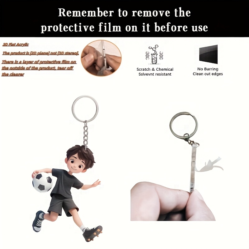 Image of 2d Flat - A 2d Acrylic, New Acrylic Keychain, New Acrylic Soccer Pattern Theme Keychain, Small And Cute, Thanksgiving Christmas Halloween Theme Keychain, Holiday Gifts