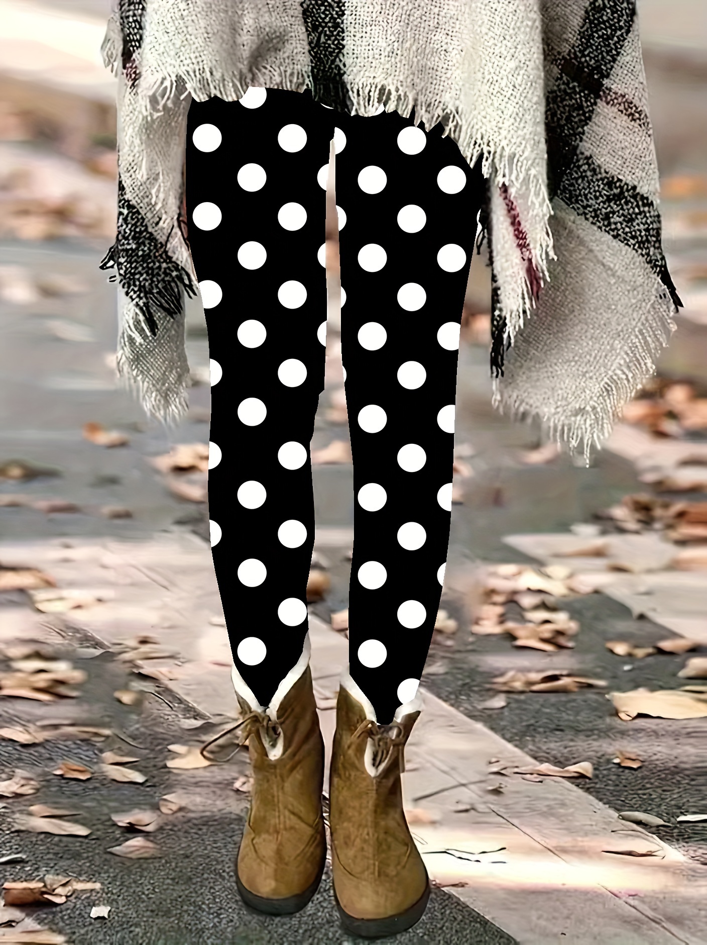 Black Leggings Plus Size Polka Dot Leggings Women's Plus Size