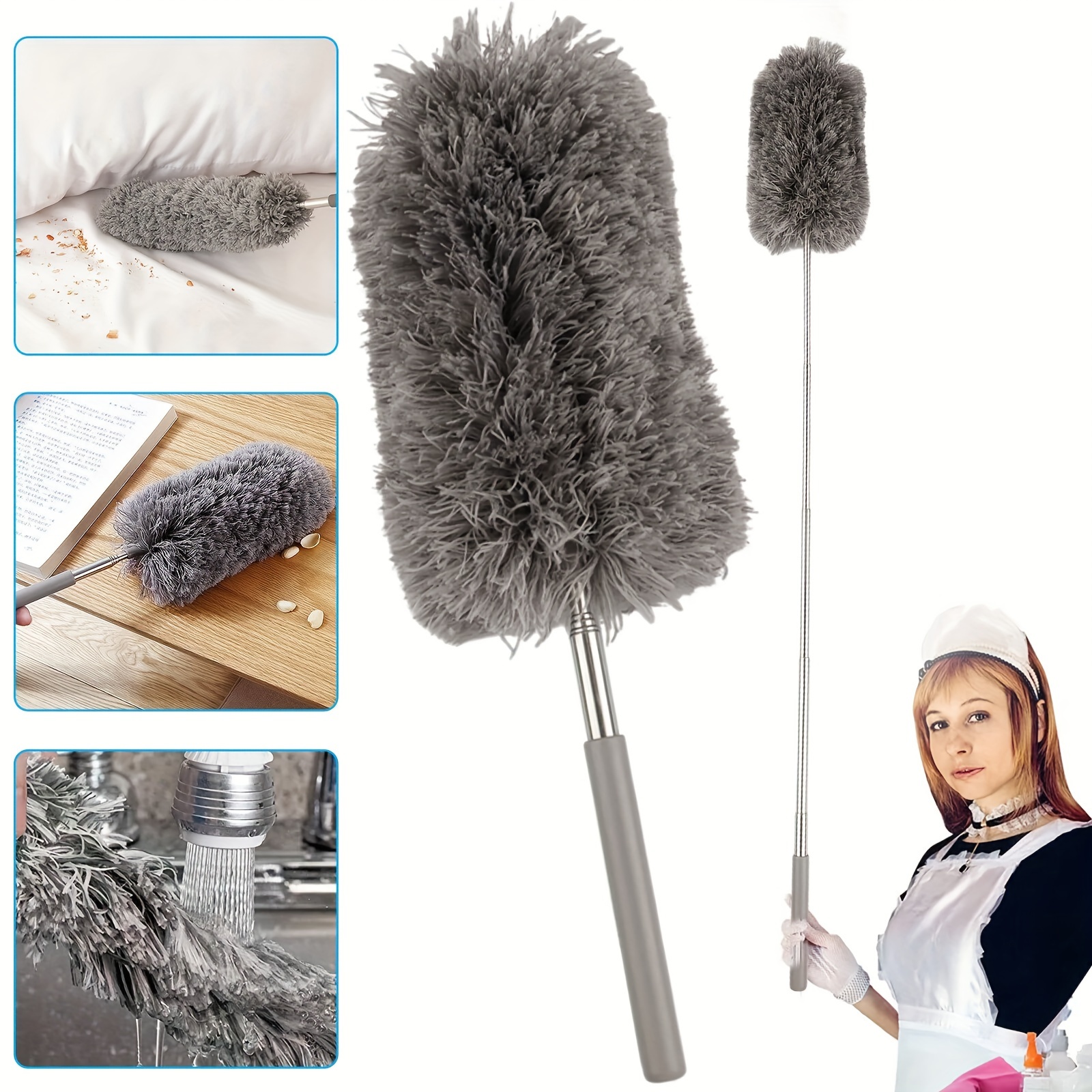 

Microfiber Extendable Feather Duster, Adjustable Dusting Brush, Long Handle For High Ceilings, Fans, Blinds