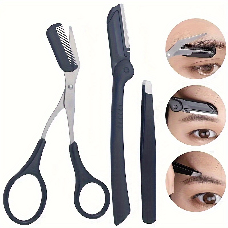 

Eyebrow Grooming Tool, A 3pcs Multifunctional Eyebrow , Includes An Exfoliating Skin Smoothing Tool, 1 + 1 Pair Of Tweezers + 1 Eyebrow Scissors - Suitable For Men And Women.