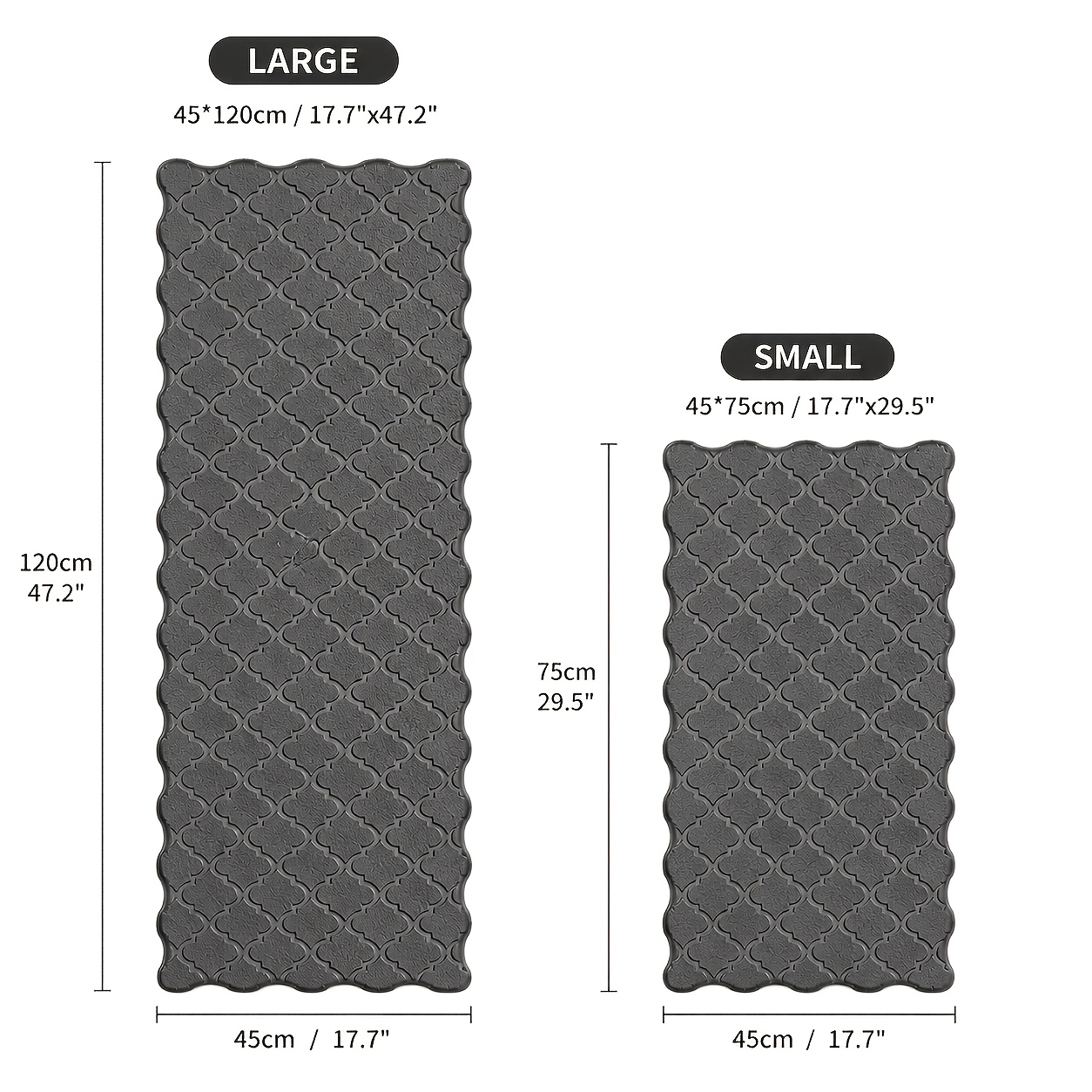 TEMU 2pcs Kitchen Mats For Floor, Cushioned Anti Fatigue Kitchen Floor Mat | Scalloped Kitchen Rug, Non Slip Washable Standing Mat For Office Sink