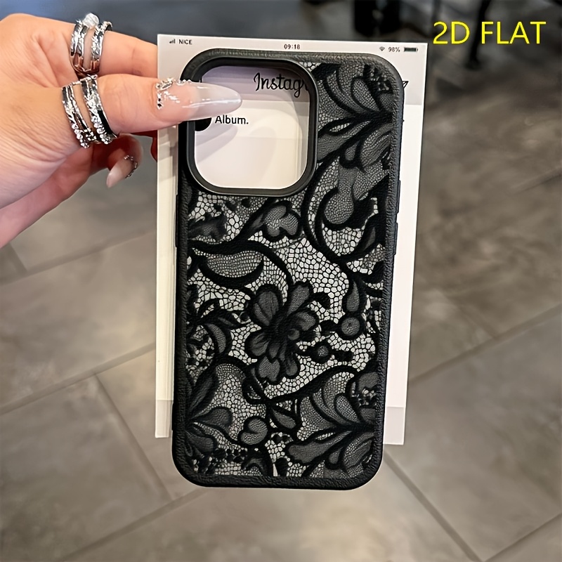 Phone Case - 2d Flat New Lace Pattern Lychee Texture Anti-drop Tpu Phone Case Suitable For Tpu Pattern Mobile Phone Case Suitable For Iphone Air 17 Pro 17 Pro 11 Xr Xsmax 12 13 14 15 Plus Pro Max