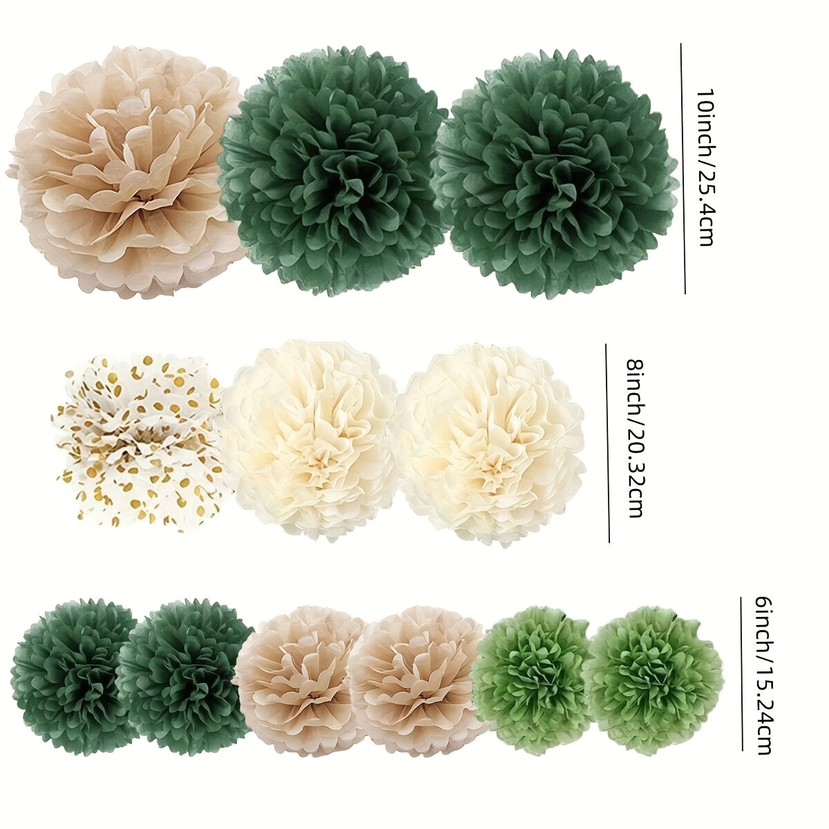 12pcs Paper Towel Pom Pom Flower Decoration Olive Green Paper Flower Wall Hanging Background Unisex Shower Wedding Party Supplies Birthday Bridal Decoration Table Centerpiece