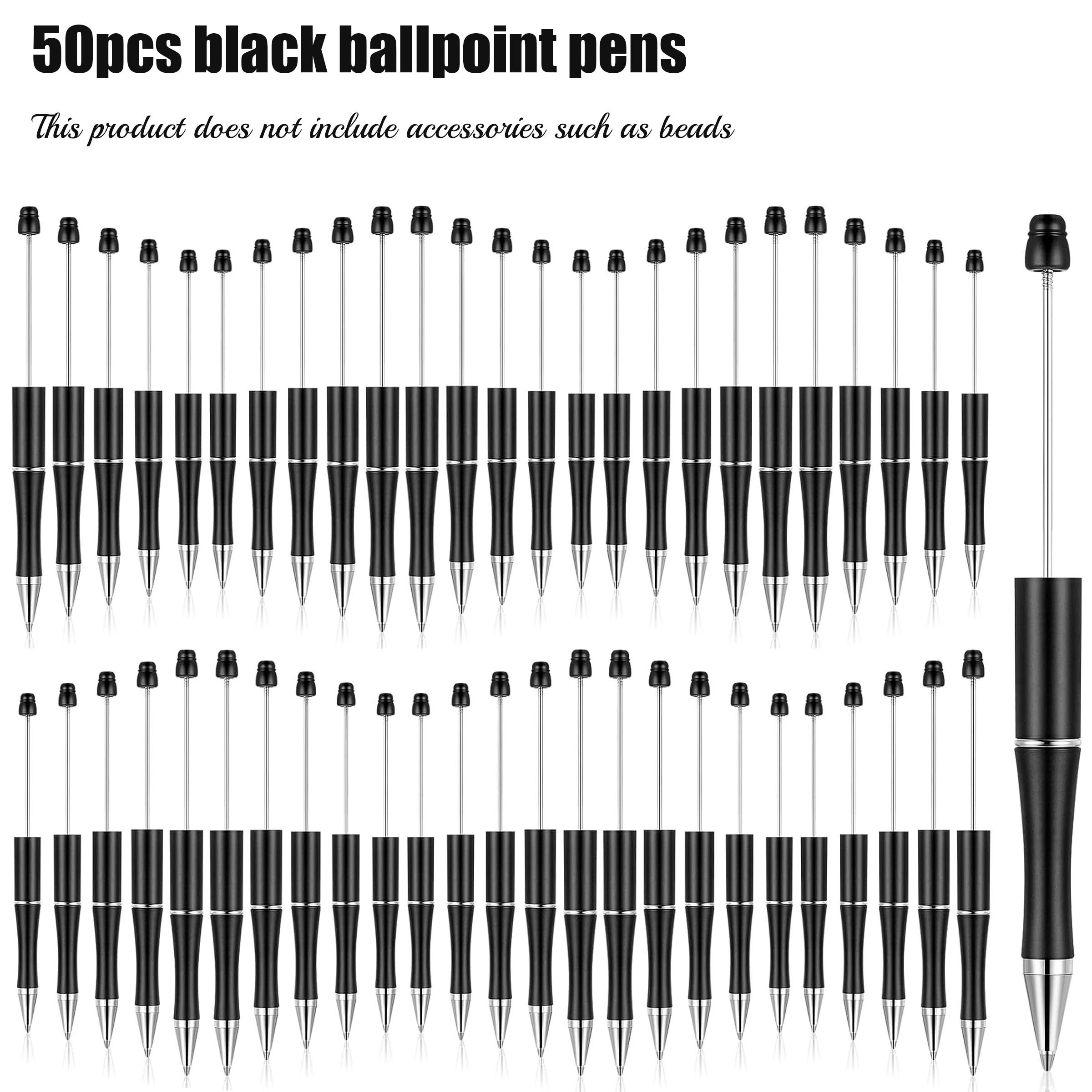 

50pcs Black Plastic Beaded Ballpoint Pen Signature Beaded Pen Autumn Ballpoint Pen Party Gift Suitable For Office And School Supplies (black Ink)