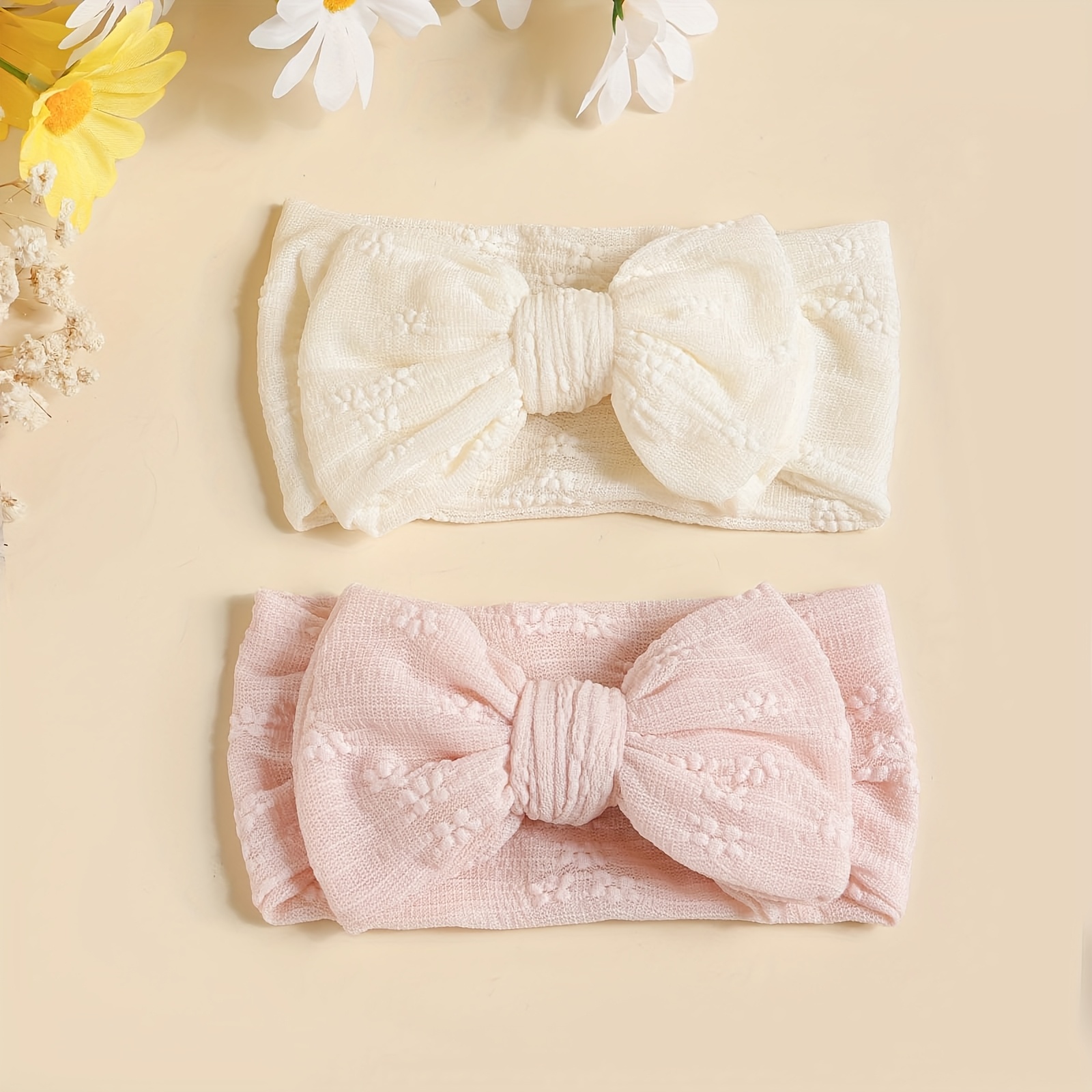 Image of 2pcs Summer Breathable Mesh Bow Headband Set, Soft And Comfortable Hairbands For, Cute Double-layer Elastic Bow Accessories For ' Photography Or Daily Wear