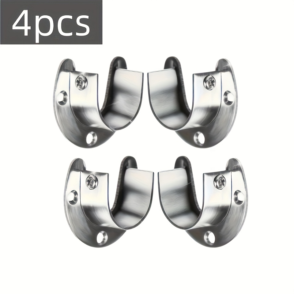 TEMU 19mm Stainless Steel Round Tube Support, Stainless Steel Open Flange Base, Curtain Rod And Clothes Rod Holder, Bathroom Towel Rod Holder, In Sets Of 2 Or 4