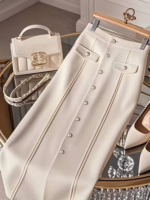 new unique high end stylish white a line midi skirt for women