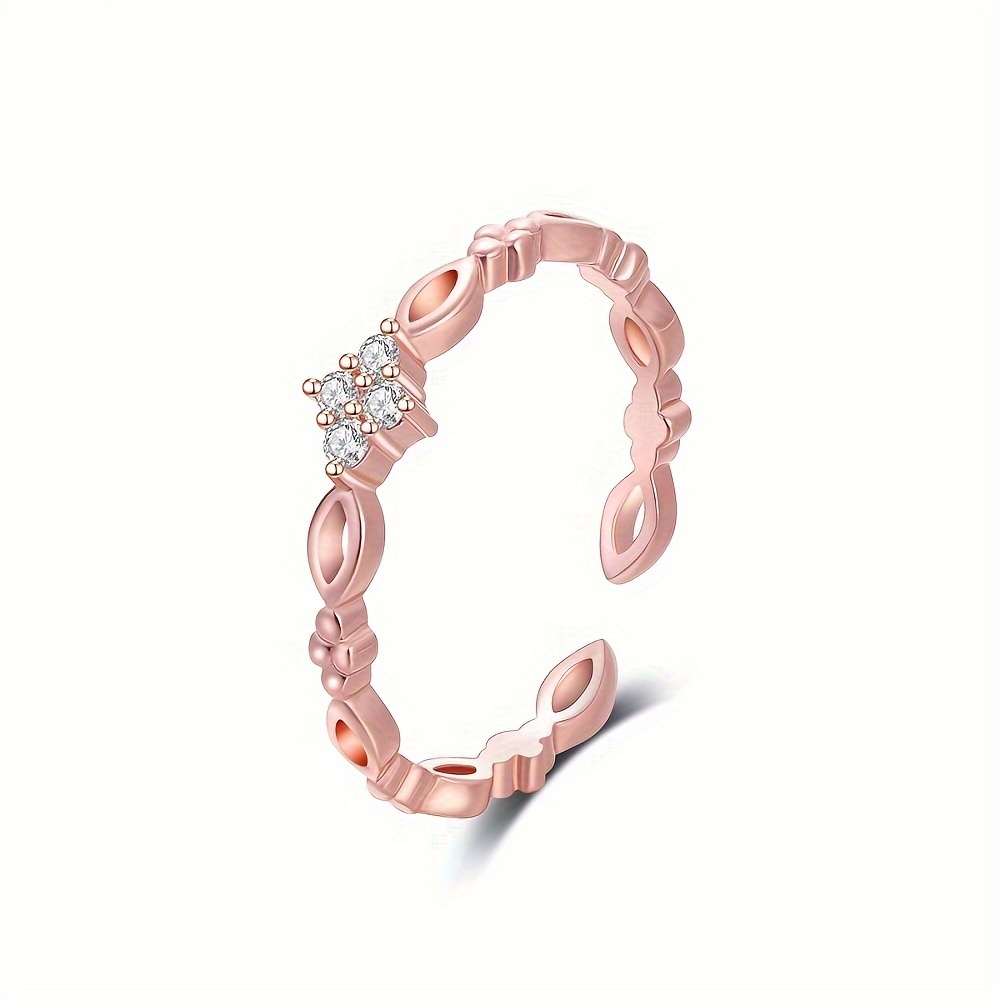 Boho Infinity Knot Open Ring CZ Stones Adjustable Unisex Jewelry