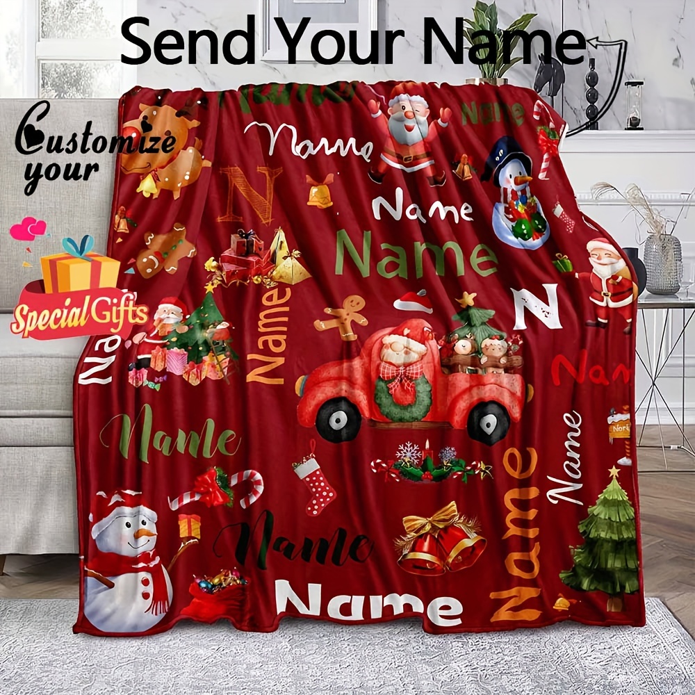 

1pc Christmas Blanket - Personalized , Snowman & , Bed & Sofa Cover, , ,