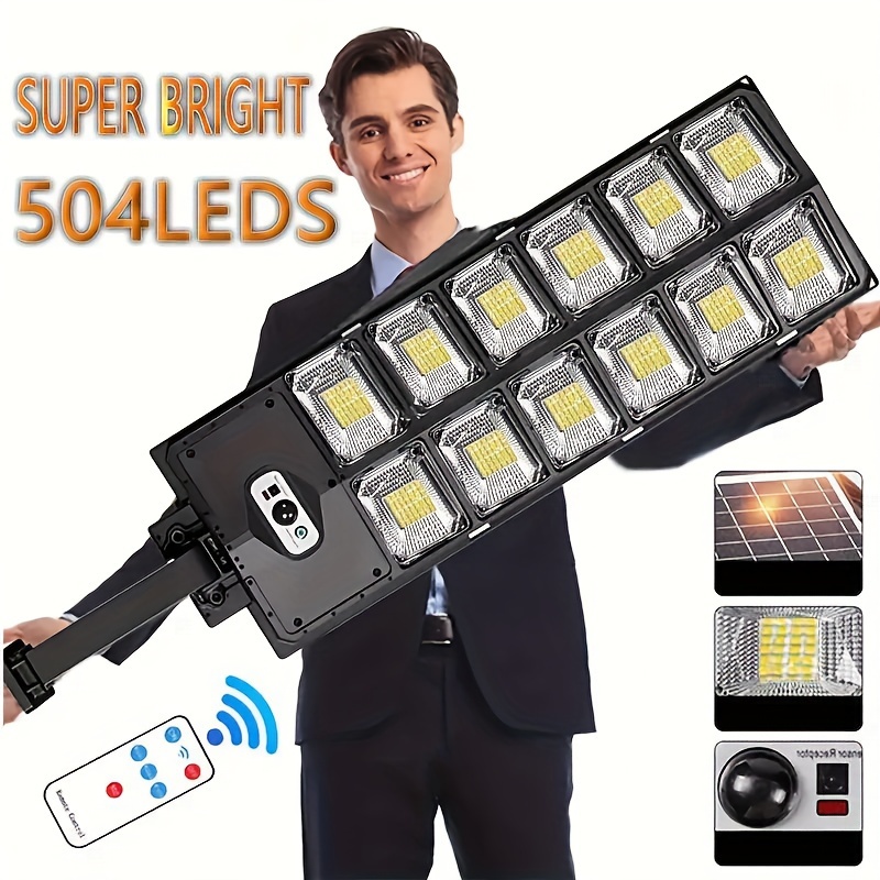 One Solar Street Light, 6500K100000LM 504LED Solar Parking Lot Light (dusk To Dawn), Solar Light (wide Angle Motion Sensor And Remote Control) perfect for Christmas gifts, holiday office, bedroom, hotel, party, restaurant decoration