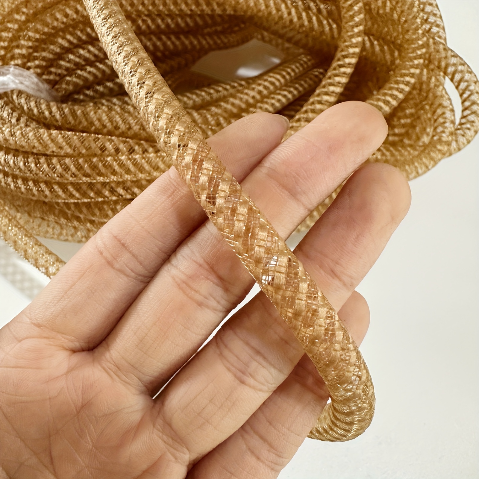 TEMU Tubo de malla tejida elástica de 2 metros de largo/1 cm de ancho, ideal para manualidades creativas hechas a , adornos para ropa y cabello,