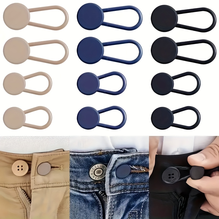 12pcs Adjustable Seamless Pants Waistband To Shrink Pants By 1-1.4in, With Khaki/blue/black Optional