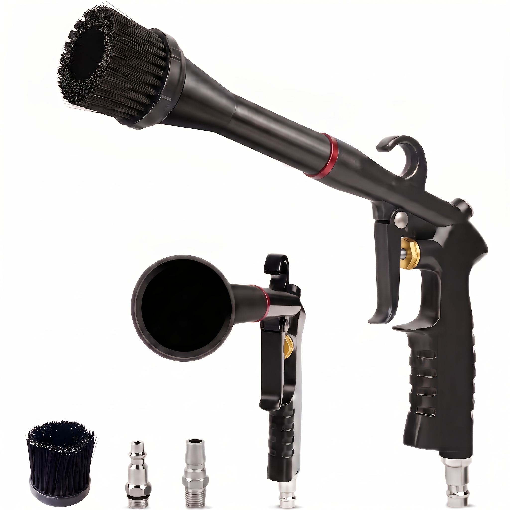 TEMU Outil pneumatique d'esthétique automobile avec brosse à double fonction - Fournit un flux d'air pour un séchage rapide de la surface, tandis que