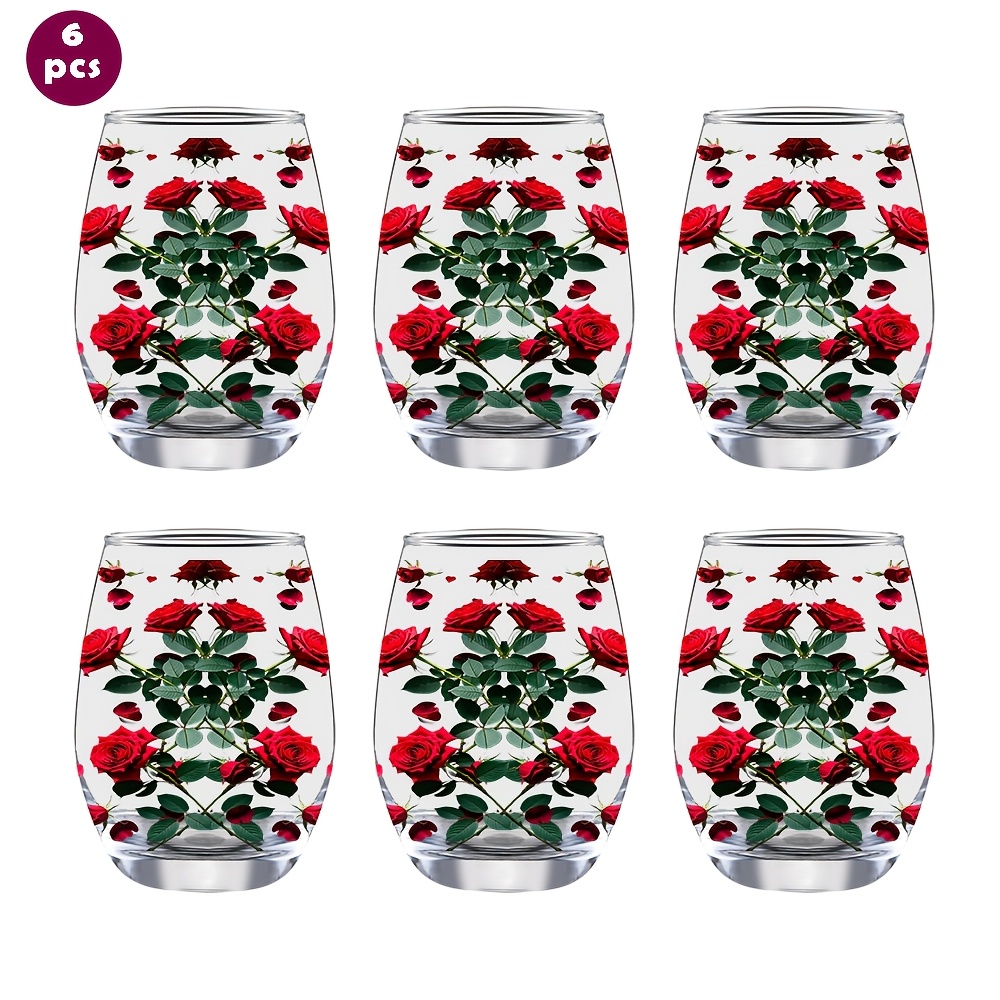 TEMU 6pcs/12oz/350ml/stemless Wine Glasses,champagne And Whisky Glass,party Cups For Indoor Outdoor Perfect For Home Office Bar Weddings And