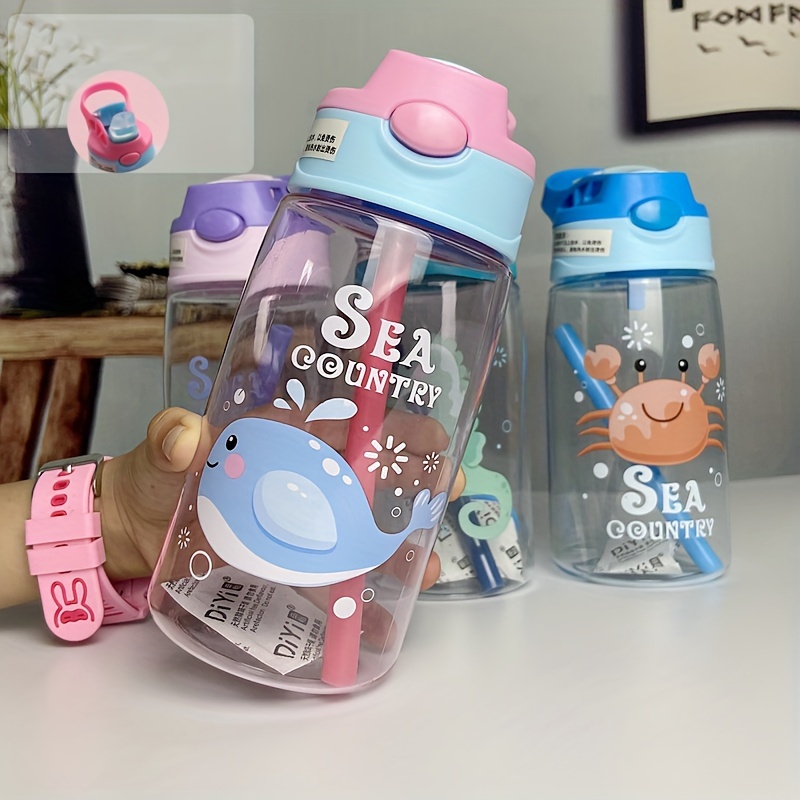 

1pc Cute Animal Pattern Sports Bottle, 480ml Outdoor Leisure Bottle, Portable Creative Plastic Bottle