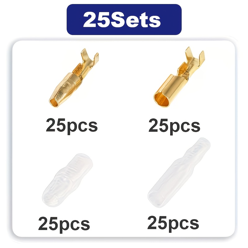 TEMU 100pcs/25sets 4.0 Terminal Car Electrical Wire Connector Diameter 4mm Pin Female Male Suit Sheath Cold Press Terminal