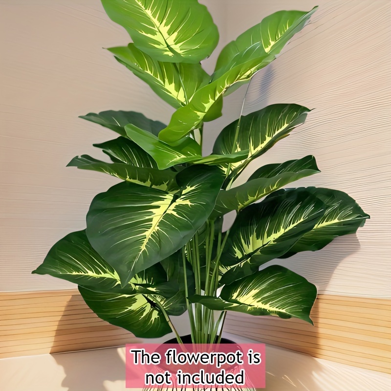 TEMU Artificial Green Pothos Leaves Bonsai Plant – 12/18 Heads, Plastic Indoor Housewarming Decoration, Faux Greenery For Festive, Party, Wedding, Office Decor, Enhances Ambiance