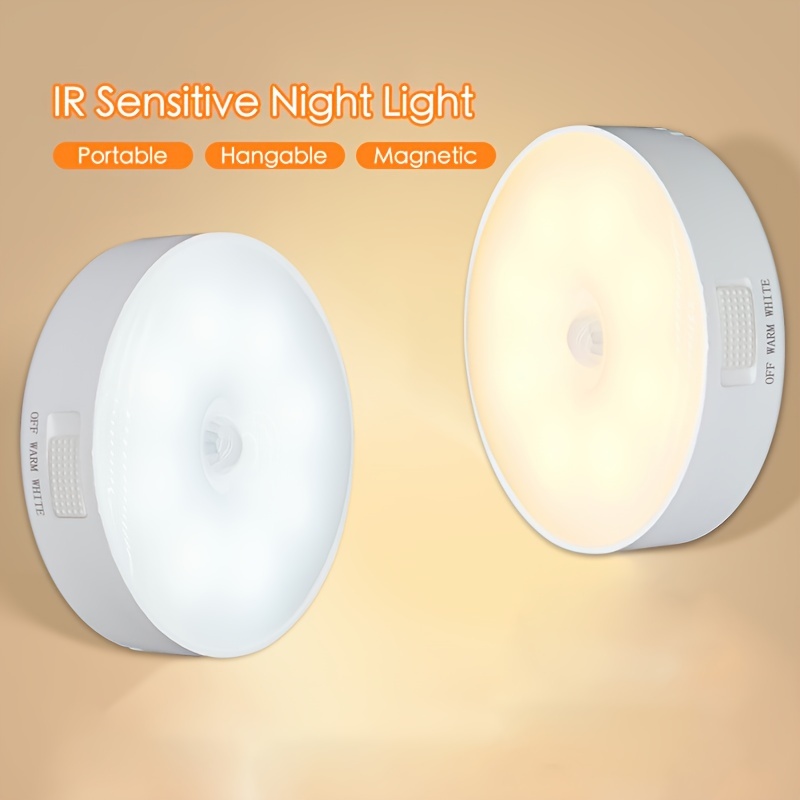 

1pc Intelligent Auto Pir Motion Sensor Light, Usb Rechargeable Night Light, Magnetic Stair Lamp, Wall Lights Under Counter Wireless Lighting For Hallway Bathroom Bedroom Kitchen Cabinet