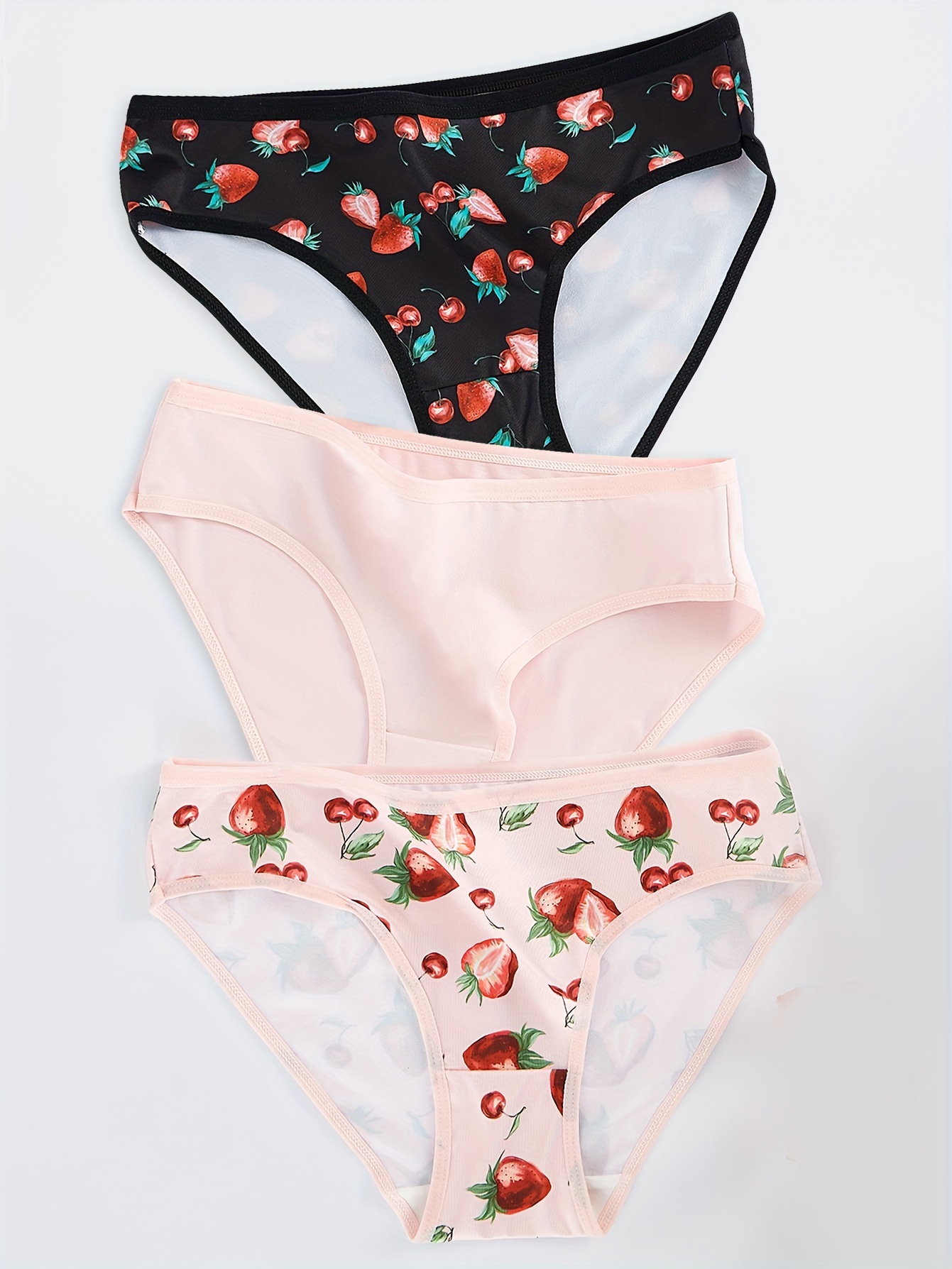 Strawberry Print Bra Panties Ruffle Bow Tie Bra Mesh Bikini - Temu Spain