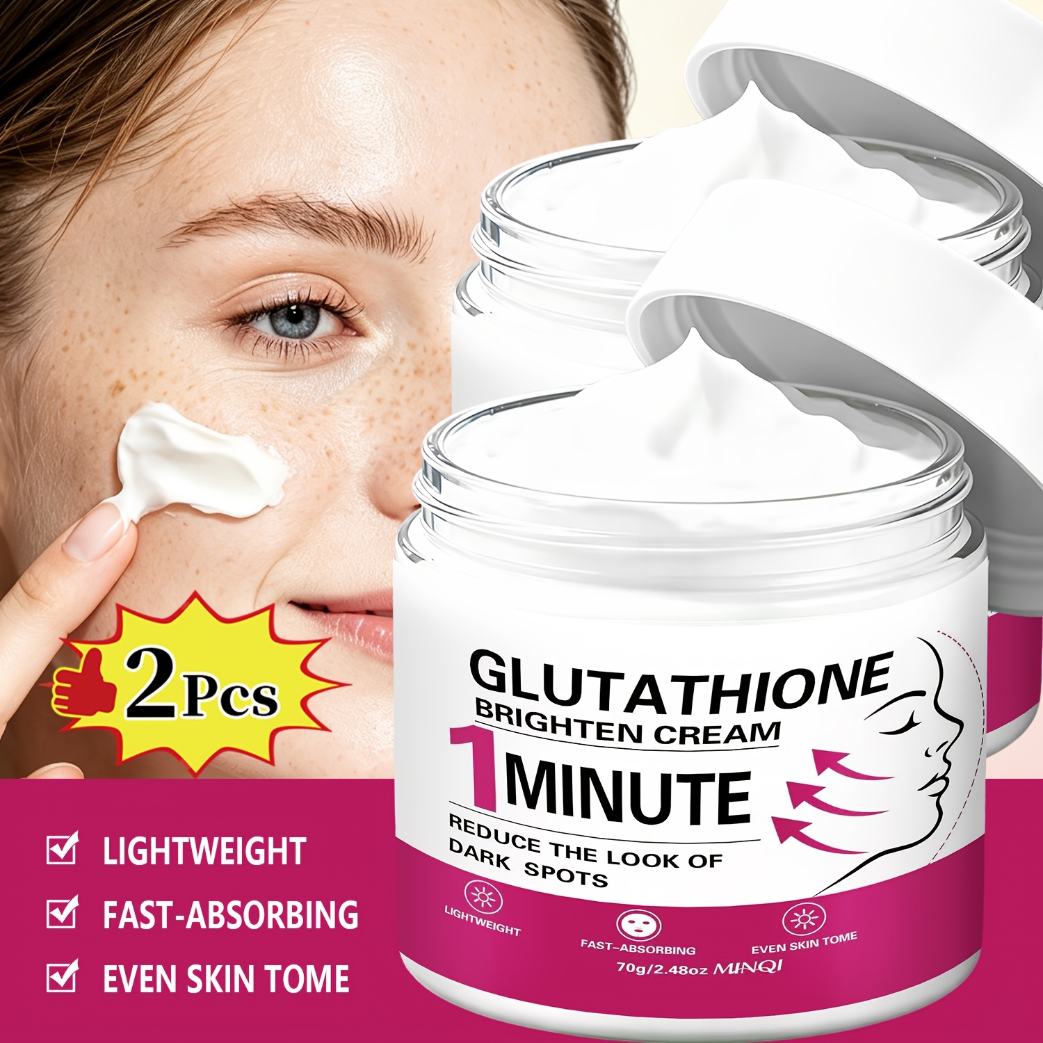 2pcs glutathione brightening cream contains