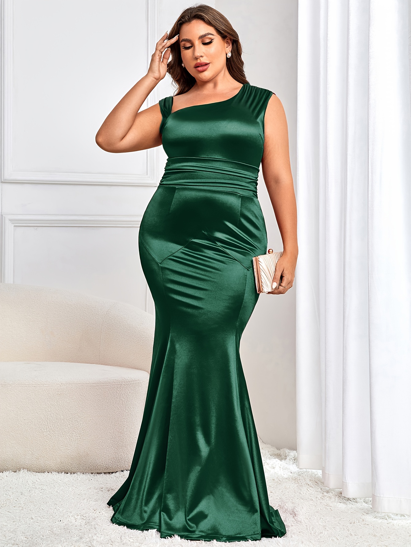 plus size asymmetrical mother of the bride dress elegant sleeveless fit flare dress for wedding party womens plus size clothing