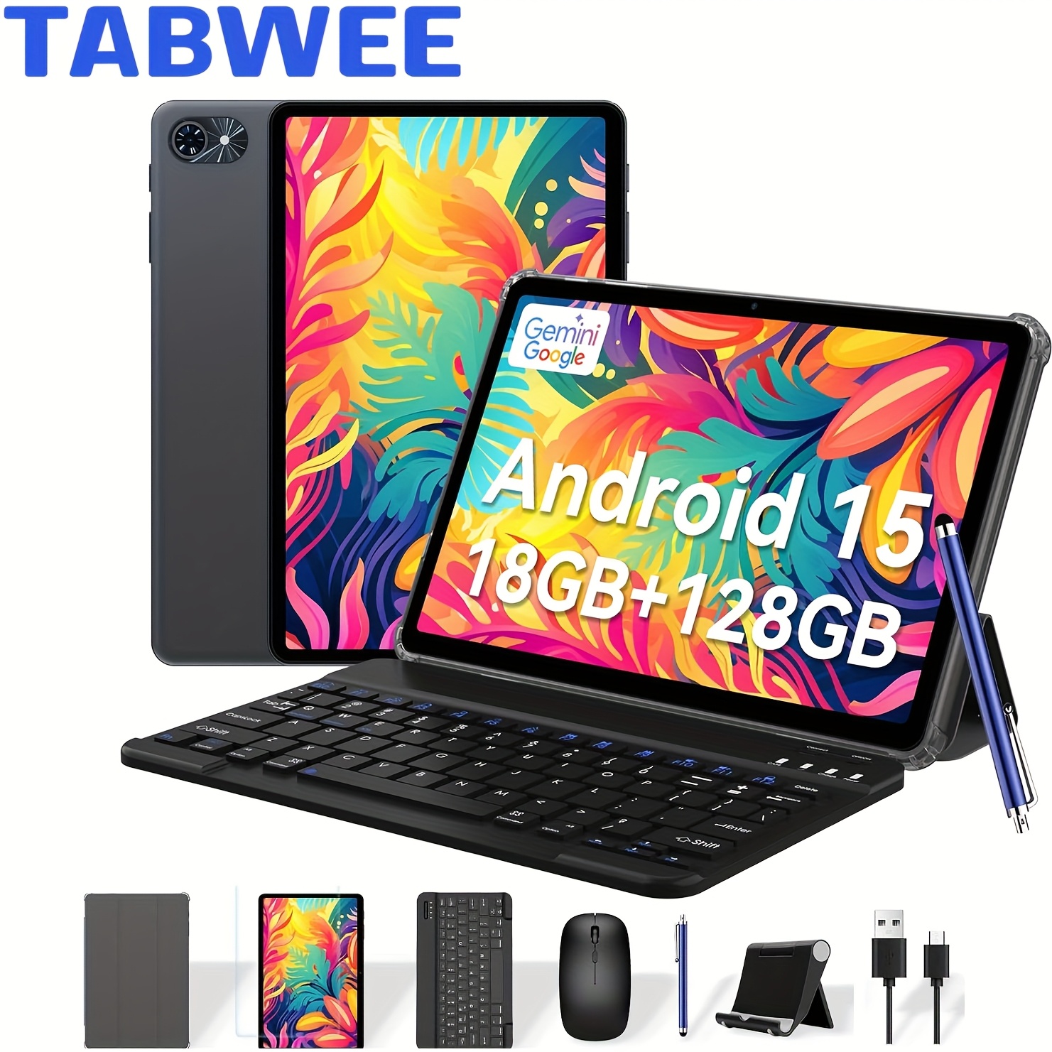 TEMU Tawbee T80 Android 15 New 2025 Tablet, 10.1 Inch Hd+1280x800 Ips Display, 18(6+12)gb +128gb Rom(2tb Expand ), Ai 2.0, Gps, 5g Wifi, 2.0ghz Cpu &