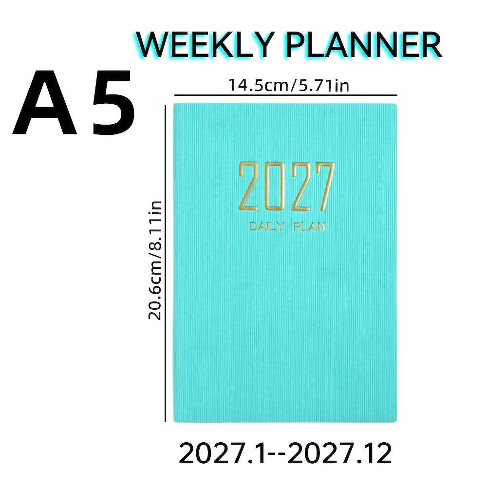 TEMU Agenda Hebdomadaire A5 Slim 2027, 64 Feuilles 128 Pages Journal , 2 Pages Par , Rentrée Scolaire