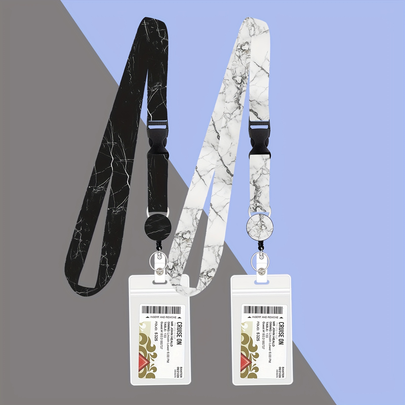 Image of 2d 6 Colors From 2pcs With Removable Marble Lanyard Cute Cruise Lanyard With Retractable Badge Reel And Id Badge Holder