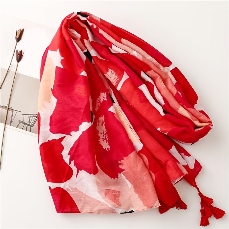 E-shop Schal Damen Vintage Roter Schal Bohemian Stil Langer Tüllschal