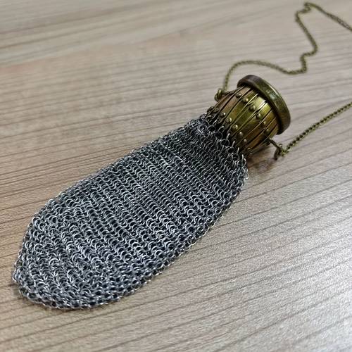 handmade 1920s british change purse silvery twist cap top mesh belt coin purse double mesh coin purse antique accessories
