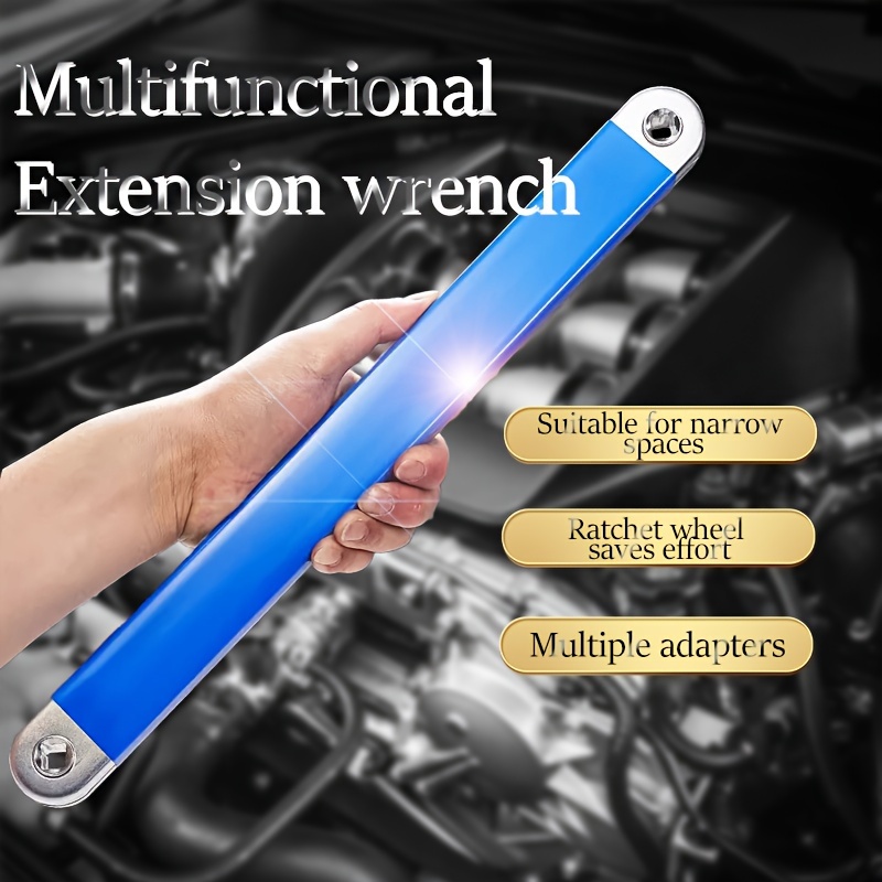 

Professional Extended Wrench Kit, Pure Metal In Blue - 1/2"", 1/4"", 3/8"" Drive Adapter, High Torque Steel Tool For Tight Spaces - Ideal For Car Maintenance Torque Wrench For Automotive