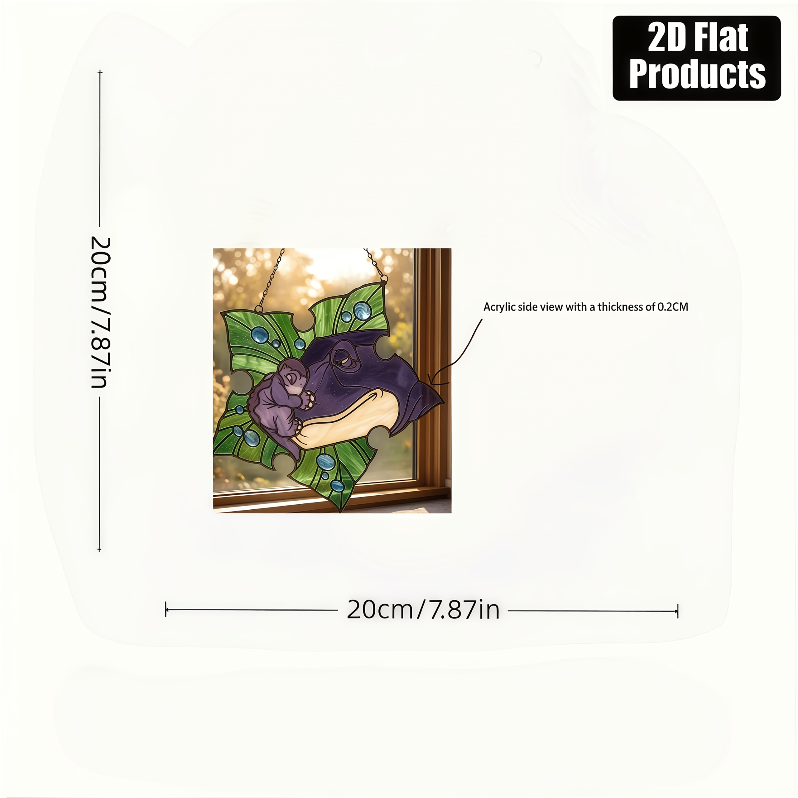 TEMU 1pc 2d Flat, Acrylic Sun Catcher And Decoration – Dinosaur Era Themed Gift – Valentine's Day Gift Recommendation