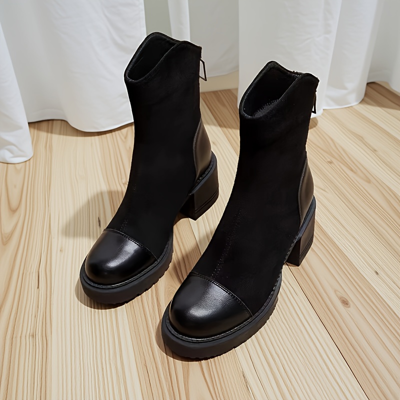 TEMU Vintage Chunky Heel Ankle Boots For Women, 2026 Autumn/winter Collection, New Winter , Exquisitely Beautiful, High-end Fashion, Wide
