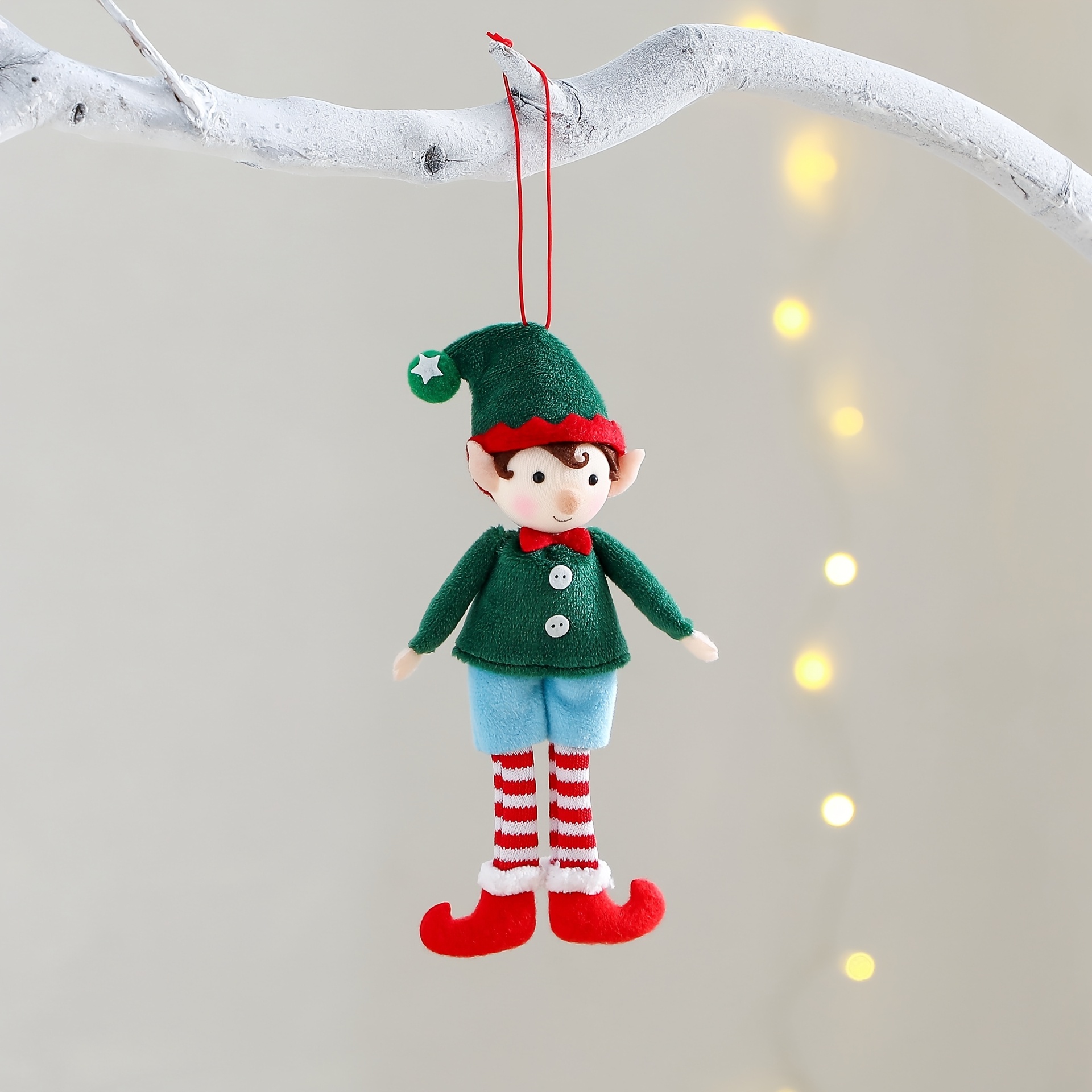 TEMU 1pc/2pcs Christmas Tree Ornaments, Green Hooded Elf, Red Hooded Elf Elf Doll Hanging Ornaments For Christmas Decoration, Halloween Decoration,