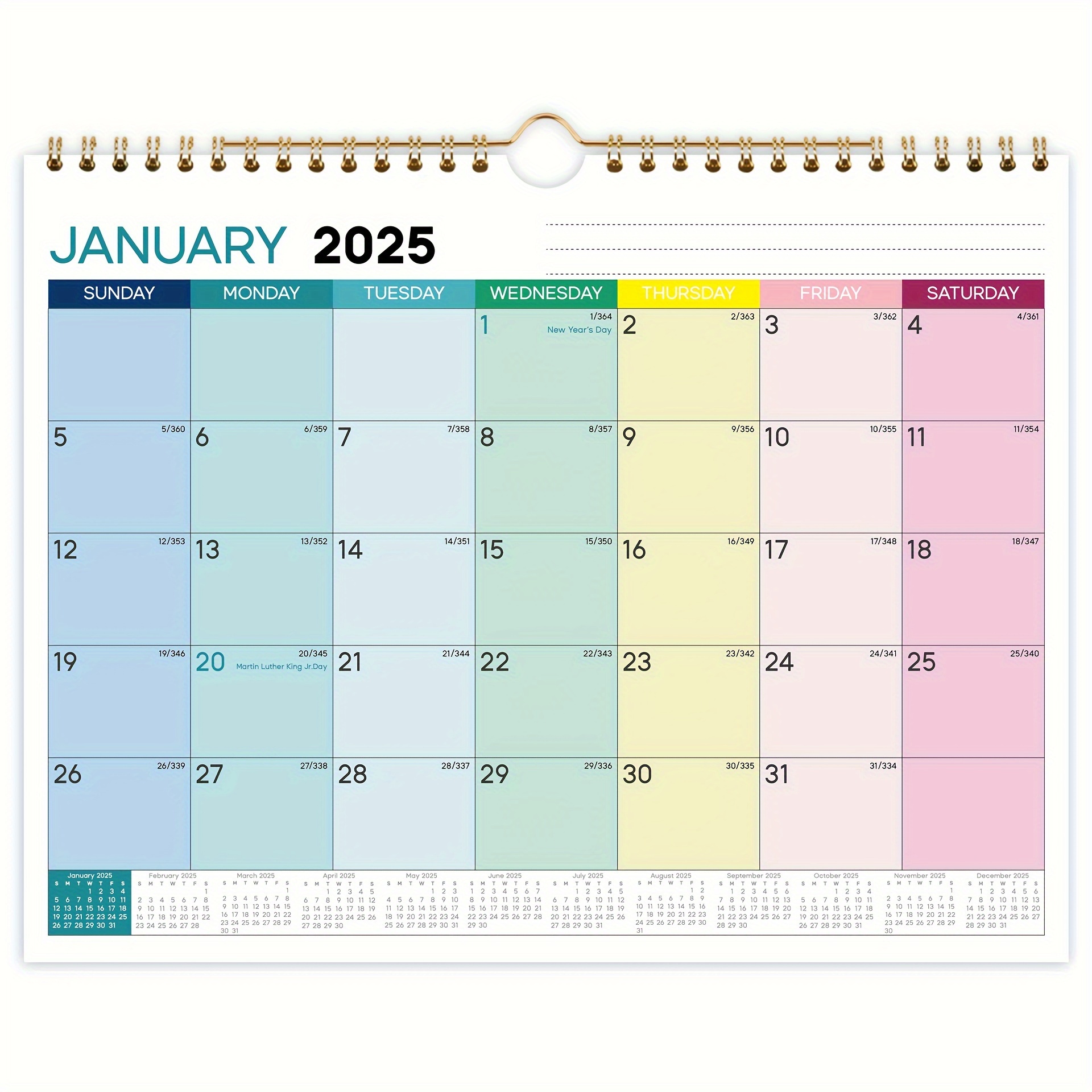 

2025 Wall Calendar, 12-month International Holidays & Office Scheduling, Paper Desk Planner, English Text, Office Supplies,