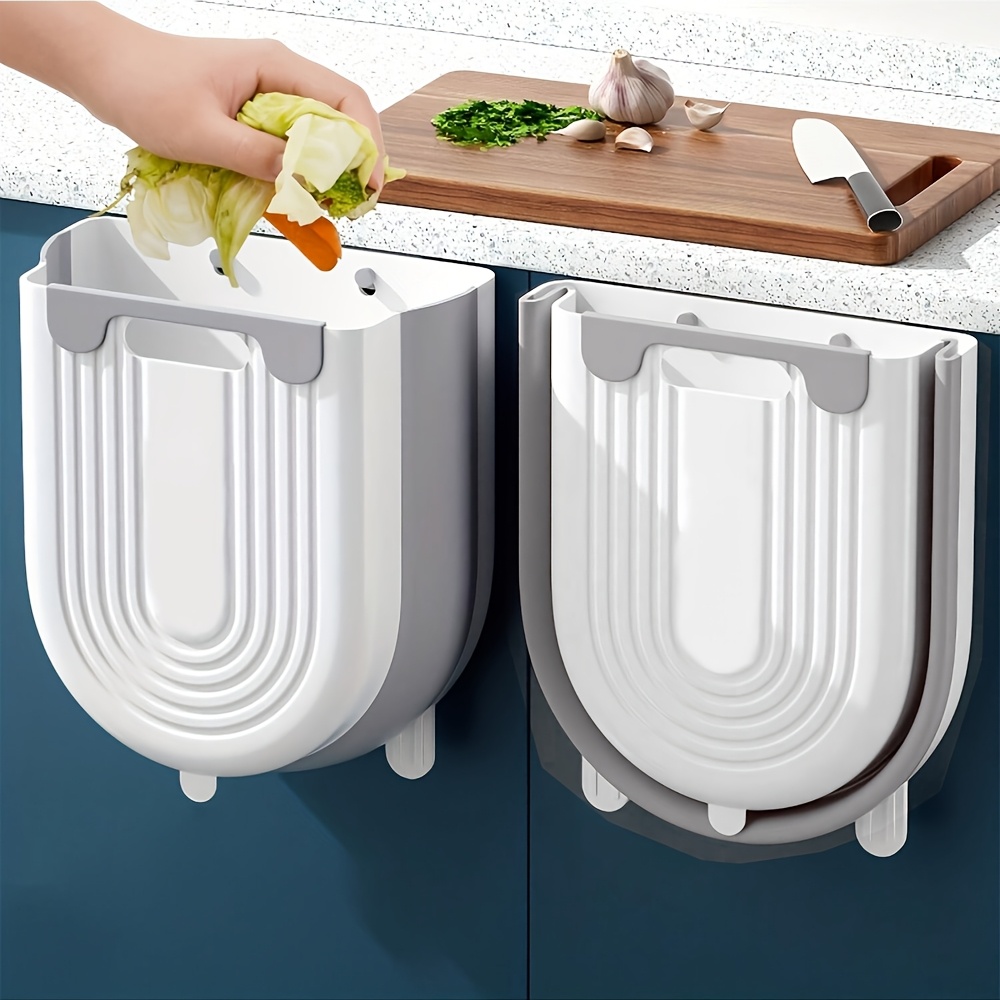 

Space-saving Foldable Mini Trash Can - Wall Mount Or Cabinet Door Hanging, Kitchen, Bathroom, Office Desk & Bedroom Storage