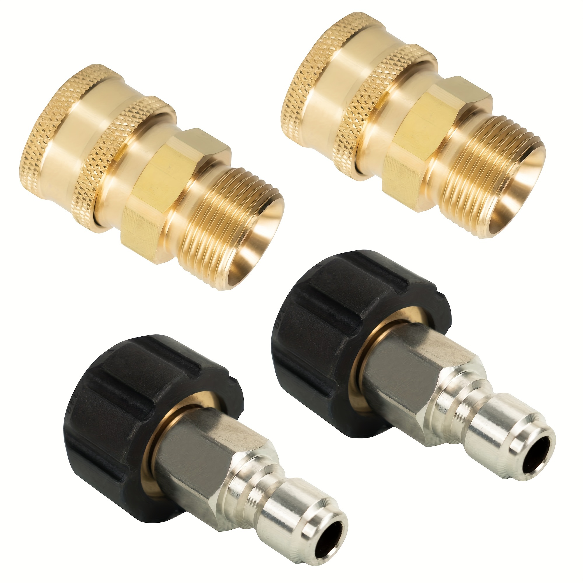 

4 Pack Pressure Washer Adapter Set, Quick Connect Kit, Metric M22 14mm To 3/8" Quick Connect Kit, 5000 Psi