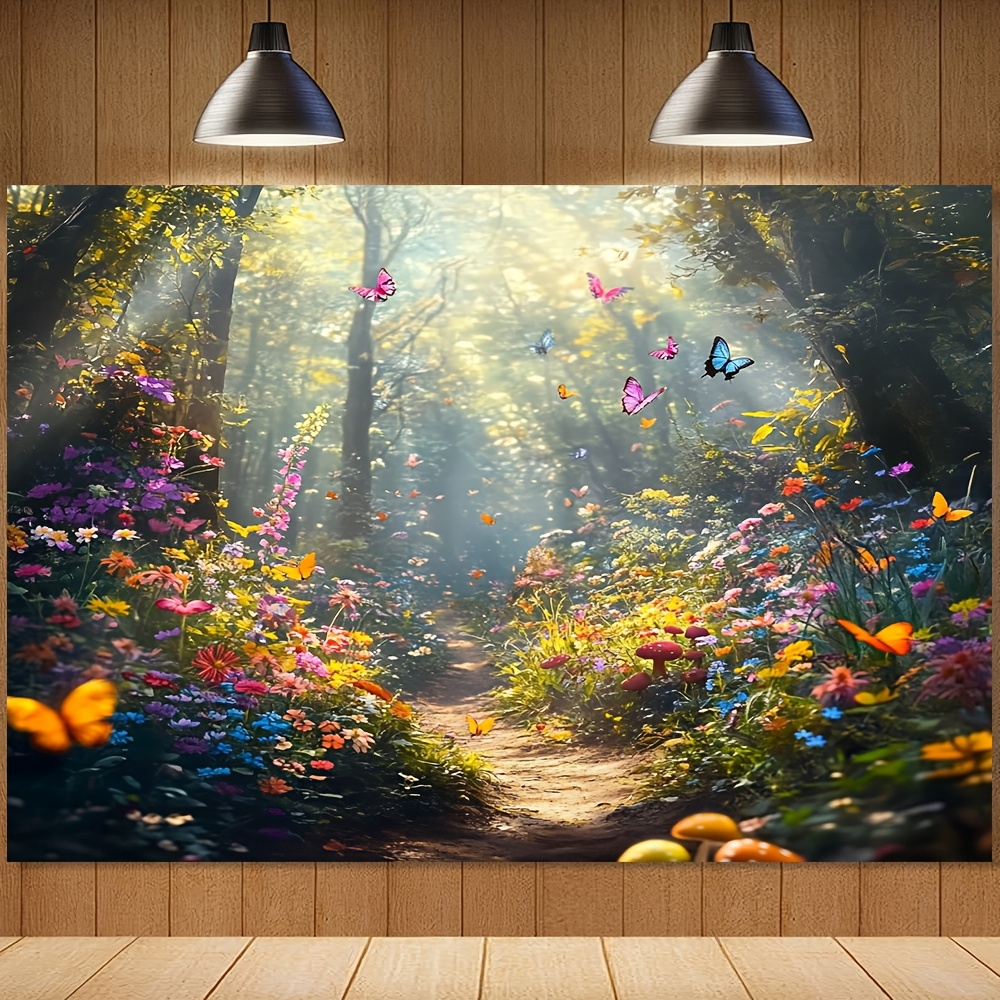 Verzauberter Wald Und Schmetterling Wandteppich Wanddeko_voghion.com