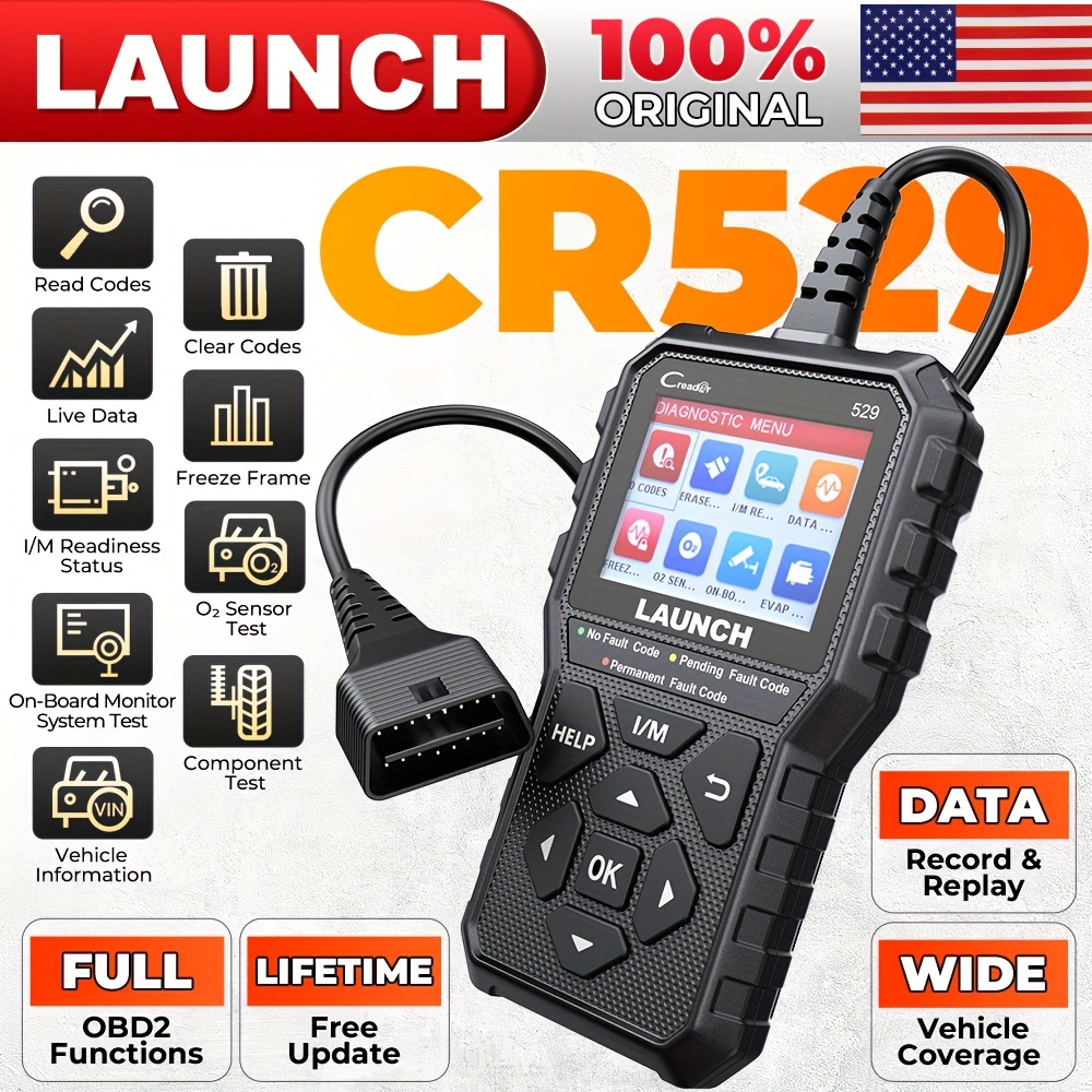 

Launch Cr529 Obd2 Diagnostic Tool, Obd2 For Car, Free Upd. Check-- , 5 Yrs. , Clear Codes, I/m, For Diyers 1996