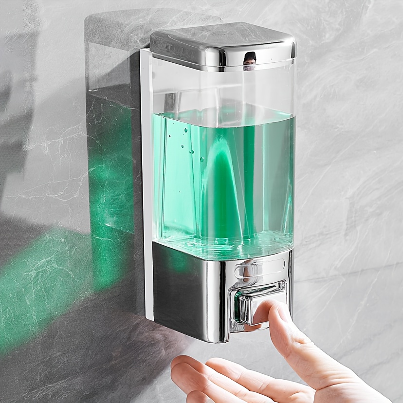 Image of Silvery 500ml Press-type Soap Dispenser: Dispenser For Home Dish Soap Bottle Hand Wash Liquid Box Manual Press Wall-mounted Body Wash Shampoo