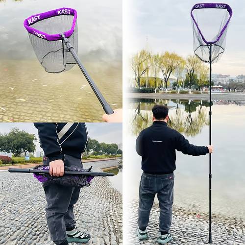 landing net head and pole telescopic and foldable fishing additions and supplies suitable for freshwater and saltwater