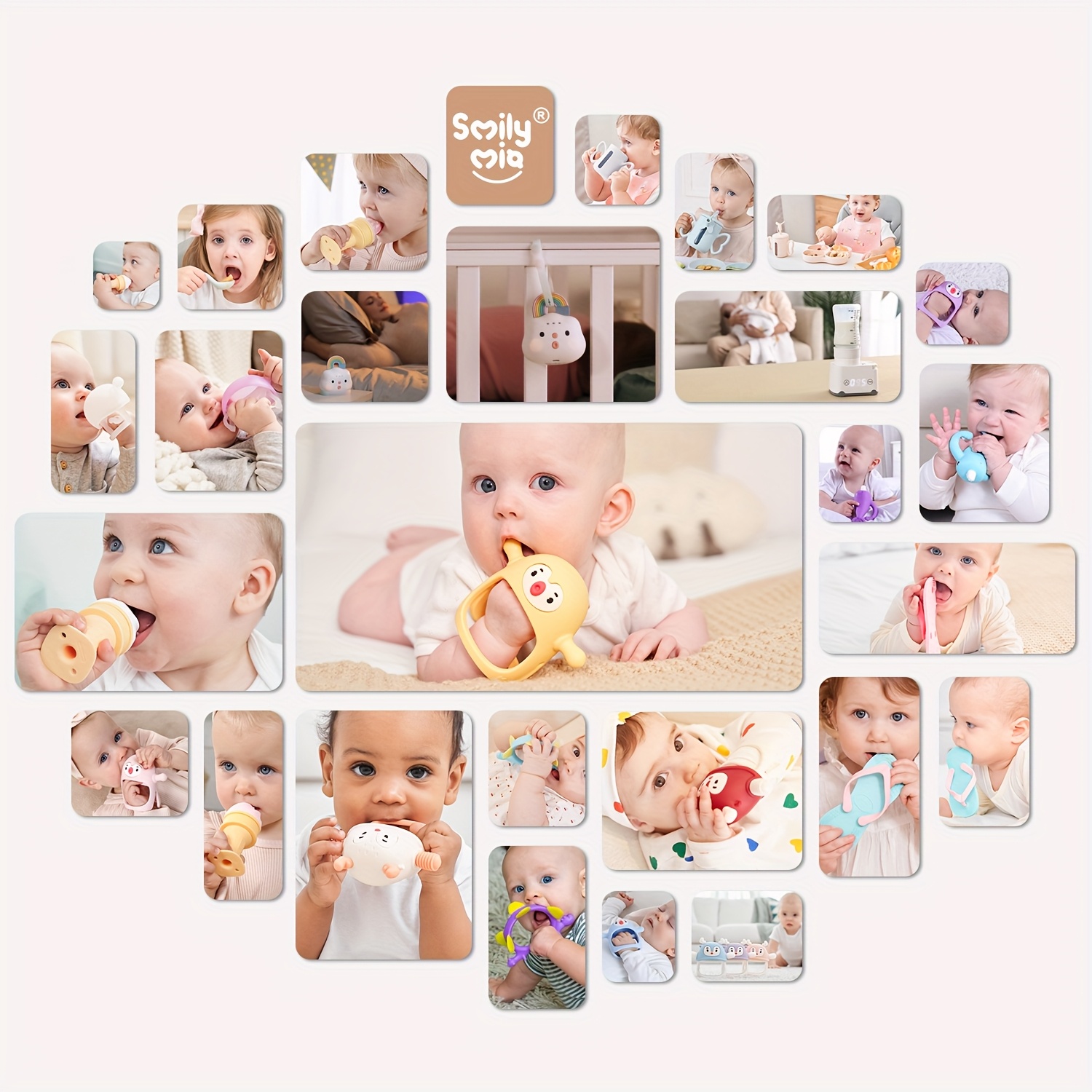 Smily Mia Teething Toys/Teethers for Babies 6-12 Months, Reindeer Baby Chew Toy 3-6 Months for Teething Cutting Off, Get-A-Grip Baby Hand Teether, Silicone Teething Mittens for 0-6Months, Silicone Baby Teether for 3M+