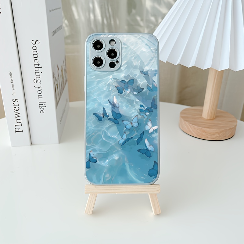

Funchic Butterfly Underwater Blue Tempered Glass Case For 15promax, 14, 13, 12promax, 11 - High-definition Metallic Paint, Dual-layer Drop Protection, Original Design Protective Cover