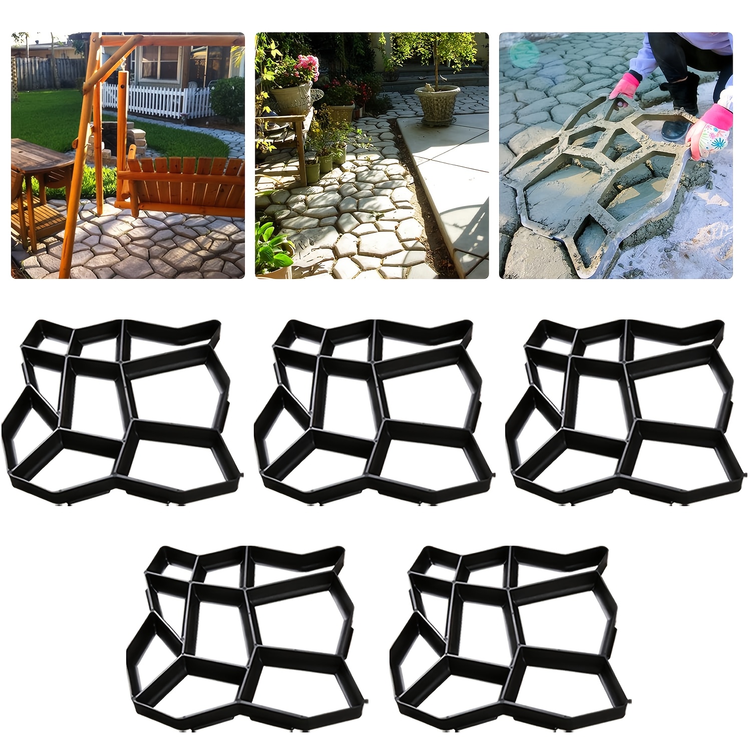 Image of 5pcs Paving Mold Set, Paving Shape, Diy Plaster Mold, 43 X 4cm, Concrete Paving Mold Template, Suitable For Paving, Paving Stones, Patio Tiles