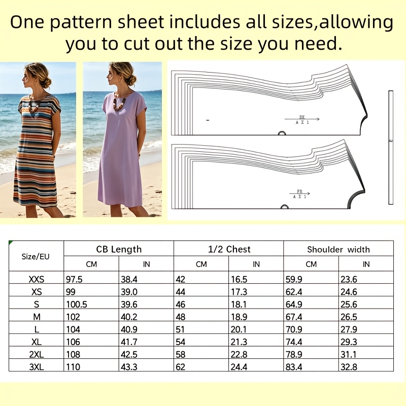TEMU Patron de couture pour robe de style simple et tendance pour femme, qui est un motif pour , et non un vêtement . Convient pour votre tissu de