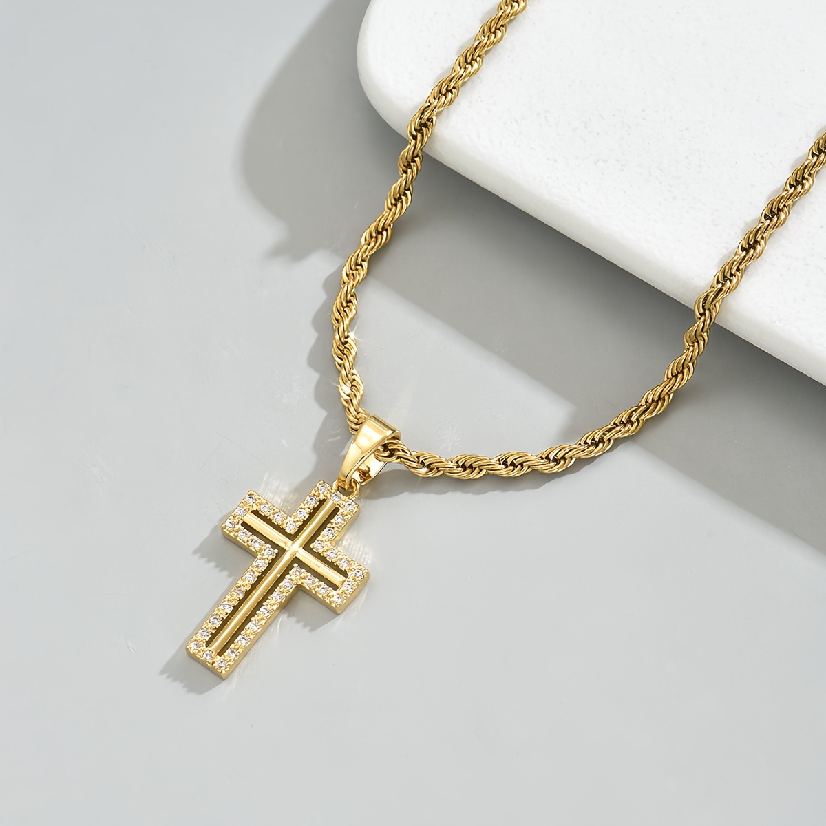 Buy Verozi Crown of Grace Cross Necklace for Women – 18K Gold Plated Christian Jesus Crucifix Pendant | 1 Micron Thickness at