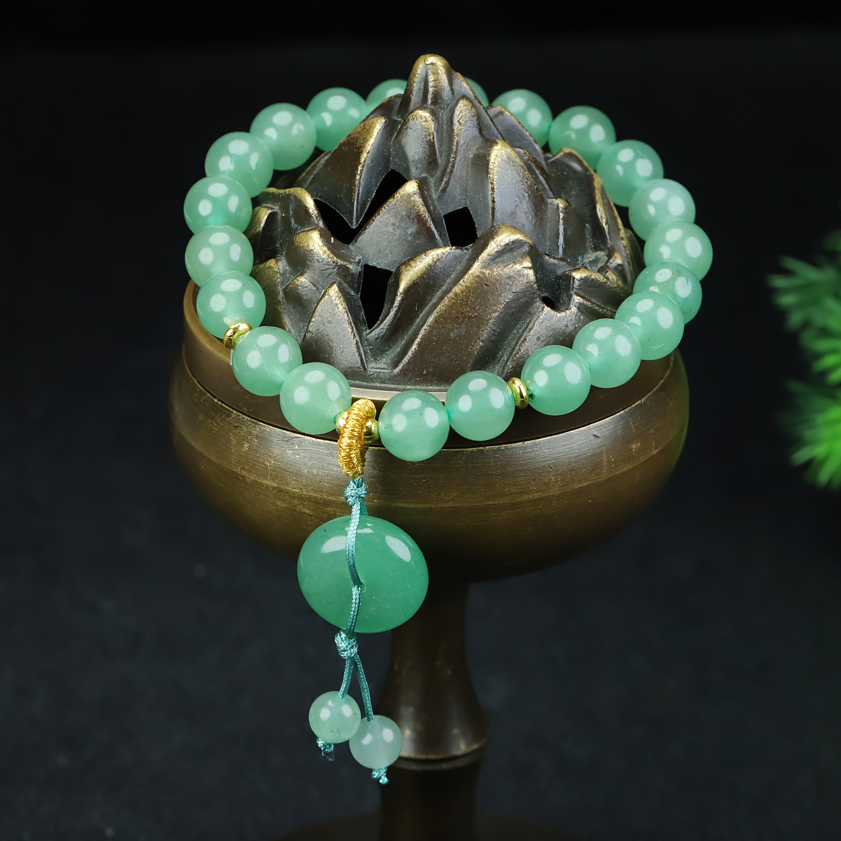 TEMU Nouveau bracelet en naturelle de style chinois, unique et haut de gamme, polyvalent avec une boucle de paix en perle