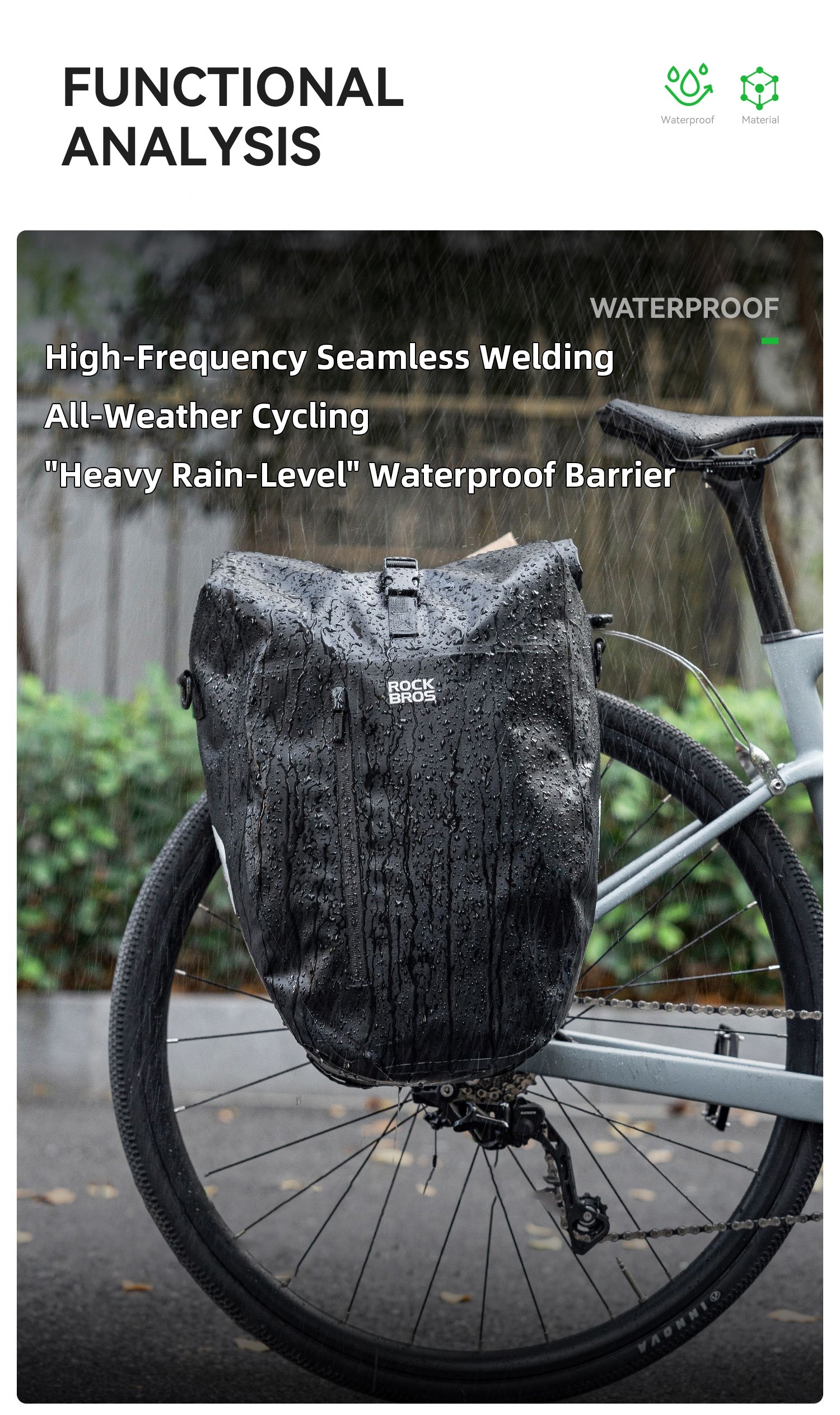 Waterproof Bike Pannier Bag 20L Big Capacity Bicycle Rear Rack Bag Shoulder Bag Handbag Travel Cycling Accessories